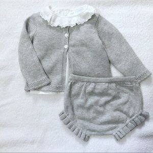 Grey Knitted Sweater and Shorts Outfit 6 Months